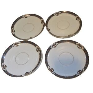 4 Replacement Rosenthal Bavaria Tea Plates Blue Floral & Fruit Basket 5 3/4